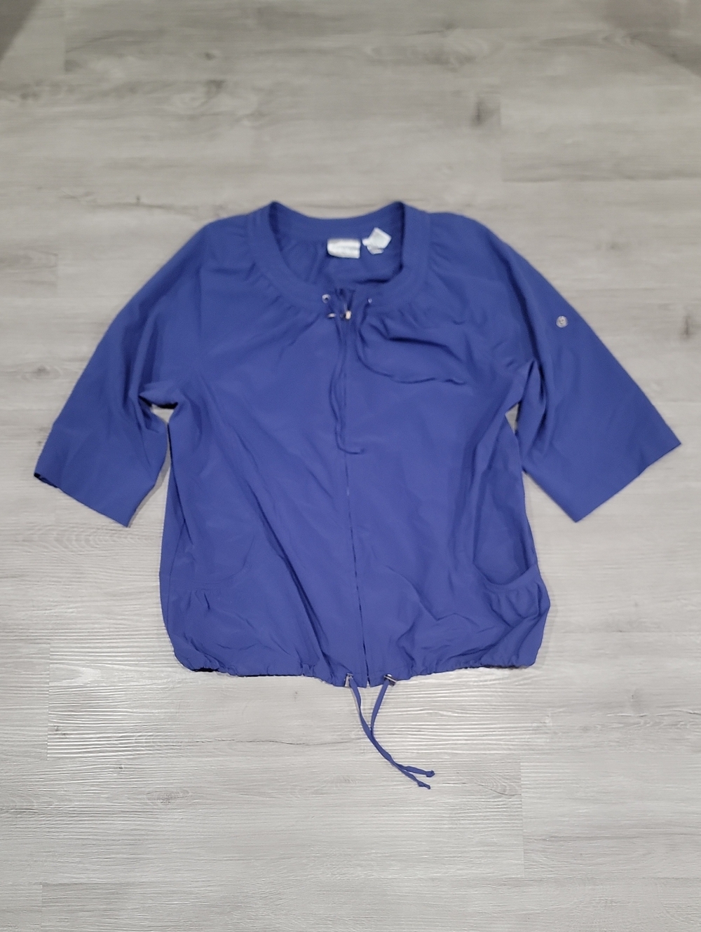 Zenergy By Chico's Cobalt Blue Drawstring Hem Utility Jacket
